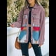 thumbnail image 4 of Chaqueta Vaquera de Larga con Solapa Holgada y Parches para Mujer, Estilo Retro con Borde Sin Rematar, de Medio. Rojo Ladrillo XL, 4 of 6