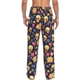 thumbnail image 3 of Uemuo Skull gold flower Pattern Men's Wide Leg Palazzo Lounge Pants with Pockets Light Weight Loose Comfy Casual Pajama Pants-Medium, 3 of 9