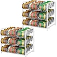 thumbnail image 1 of fafa-Stackable Can Organizer for Pantry - 2 Pack 3 Tier Storage Rack Dispenser - Small Space Solution Holds 36 Cans for Kitchen, Cabinet - White, 1 of 4