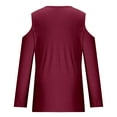 thumbnail image 4 of QUNYINEY Purple Tshirts Shirts for Women Solid Casual Long Sleeve V-Neck Tops Cut Out Cold Shoulder Pullover Loose T-Shirts, 4 of 5