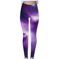thumbnail image 4 of VBVC Women's Galaxy Stretchy Yoga Pants,Ladies High Waisted Leggings,Sparkly Workout Tights for Women,Purple,S-3XL, 4 of 5