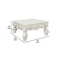 thumbnail image 5 of Ataa 50 Inch Square Coffee Table, Ornate Floral Carvings, Claw Feet, White, 5 of 6