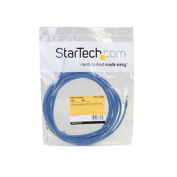 StarTech RJ45PATCH15 15ft Cat5e Blue Snagless RJ45 UTP Patch Cable