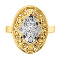 thumbnail image 5 of Solid 14k Yellow Gold Two Toned Oval Shield and Hearts Ring Band Size 6.5, 5 of 8