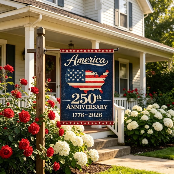 BSJJY US 250th Anniversary Yard Flag, 250 Year Independence Day Commemorative Garden Flag, Double Sided Outdoor Home Decor for Patriotic