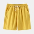 thumbnail image 2 of Cotton Linen Shorts for Men Elastic Waist Drawstring Summer Shorts Casual Lightweight Lounge Shorts with Pockets, 2 of 7