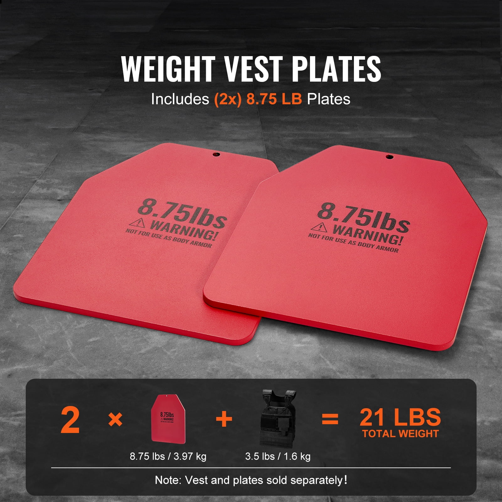 KFFKFF Steel Weight Vest Plates, 8.75 LB Pair, Ergonomic Contoured Design – Ideal for Strength Training, Running, Fitness, and Intense Workouts