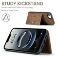 thumbnail image 3 of 2 in 1 Detachable Wallet Back Cover for iPhone 16e, Vintage Premium PU Leather Kickstand Case with Card Holder Pocket & Wireless Charging Slim Phone Cases Cover for iPhone 16e, Brown, 3 of 8