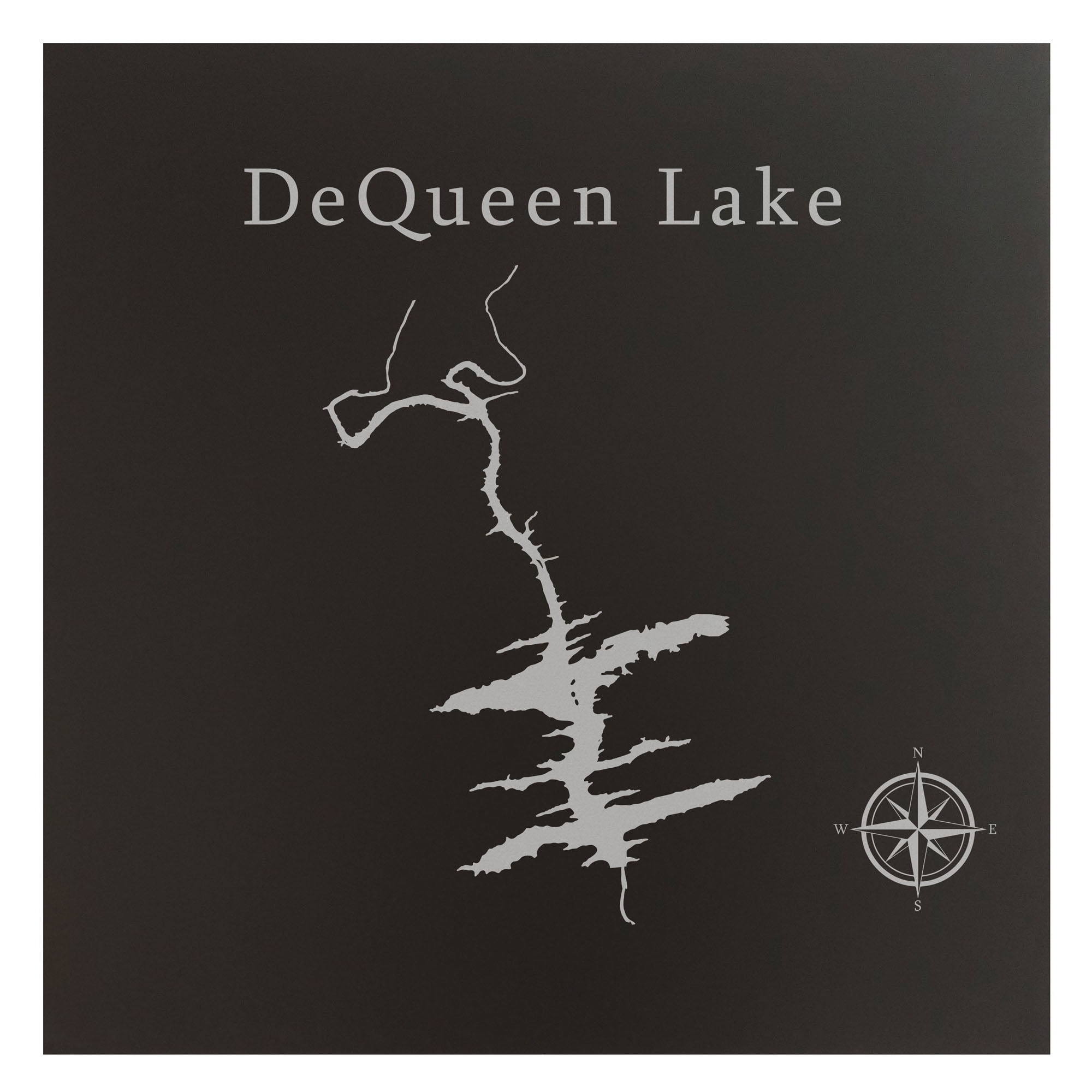 DeQueen Lake Map 12x12" Black Metal Wall Art Office Decor Gift Engraved