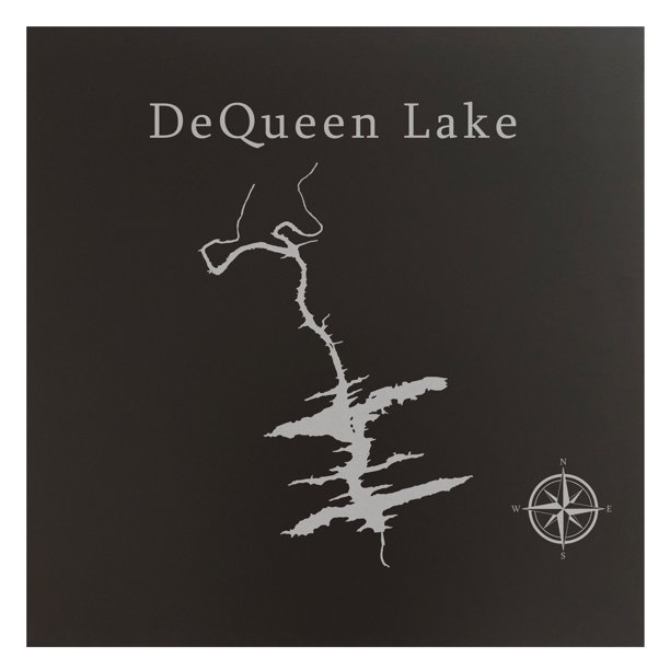DeQueen Lake Map 24x24" Black Metal Wall Art Office Decor Gift Engraved