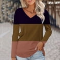 thumbnail image 2 of Soft T Shirts for Women Long Sleeve V Neck Plain Tshirts Casual Loose Fit Tunic Tops Spring Fall Basic Tees (X-Large, Khaki), 2 of 5