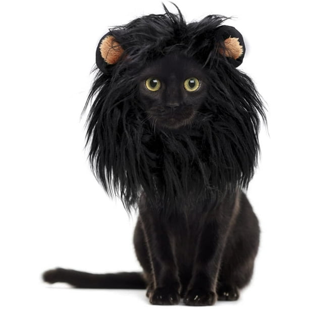 Onmygogo Peluca de melena de león para gatos, divertidos disfraces de gatos para Halloween Navidad, accesorios de ropa para mascotas peludas (talla S, marrón melange)