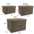 thumbnail image 3 of Collapsible Fabric Storage Bin With Handle Lid Foldable Box Linen Large Container Organizer For Home Clothes Storage, Coffee, 3 of 9