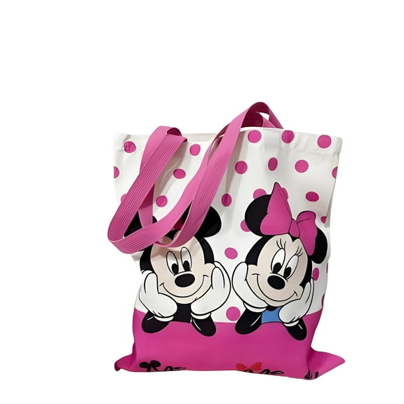 1 Pack Minnie Canvas Tote Bags, Lightweight Medium Reusable Grocery Shopping Cloth Bags, Suitable for DIY, Advertising, Promotion, Gift, Activity