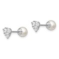thumbnail image 2 of 925 Sterling Silver White 5 6mm Simulated Shell Pearl Cubic Zirconia Cz Reversible Stud Earrings Ball Button, 2 of 8