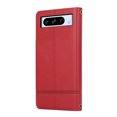 thumbnail image 3 of Allytechgroup Google Pixel 6 Wallet Case, With Hand Wrist Crossbody Shoulder Strap Makeup Mirror Retro PU Leather Stand Shockproof Folio Flip Cards Slots Cover for Googe Pixel 6, Red, 3 of 7