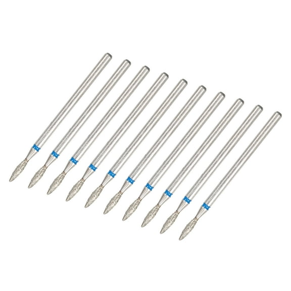10 Pcs Emery Nail Drill Bit Set for Acrylic Nails 3/32 Inch Nail Art Tools 44mm Length Blue