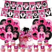 Pink Princess Birthday Party Decorations, Pink Princess Birthday Party Supplies, Pink Princess Themed Decoration Include Pink Princess Banner Cake Toppers Cupcake Toppers Balloons
