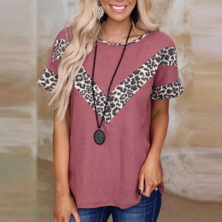 

Pianpianzi Cow Print Long Sleeve Crop Top Shirts for Women Blouse Pajama Shirt Womens Fashion Women s Casual Leopard Print Splicing Short Sleeve Pullover Tops