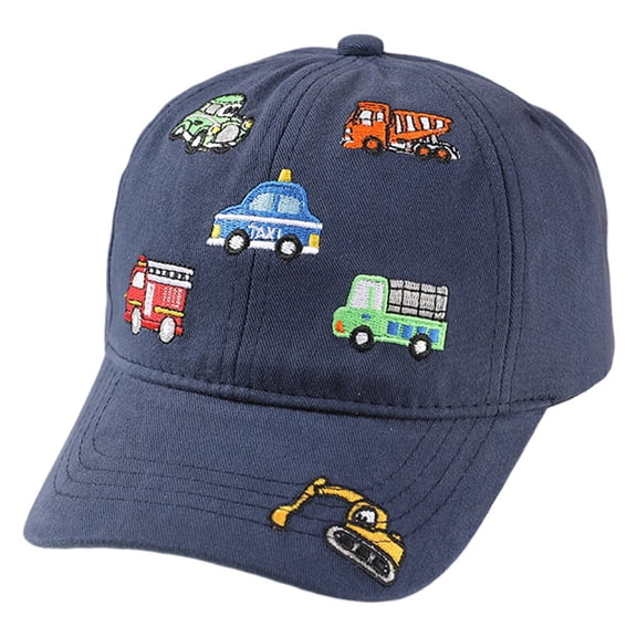zaveiop Tractor Hats for Kids, Cute Embroidered Excavator Toddler Baseball Cap Adjustable Sun Hat for Boys Girls Age 3-8 (Navy, )