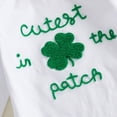 thumbnail image 5 of CAICJ98 Baby St Patricks Day Outfit Boy Long Sleeve Romper Onesie Clover Pants Hat 3Pcs Clothes Set (White,3-6 Months), 5 of 7