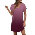 thumbnail image 1 of LOVZFMLL Robes d'Été pour Femmes Décontractées Amples T-Shirt Robe Droite Col en V Manches Courtes Cap Unie Basique Tenue Quotidienne Rose B TTG, 1 of 5