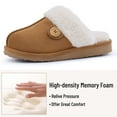 thumbnail image 3 of Litfun Fuzzy Slippers for Women Memory Foam Winter Warm House Shoes Indoor Outdoor, Khaki, Size 7-7.5, 3 of 7