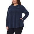 thumbnail image 4 of Sudadera de mujer de tallas grandes Agnes Orinda, con cuello de cowl, mangas largas, bolsillos, blusa tunic casual con decoración de botones 3X azul oscuro, 4 of 6