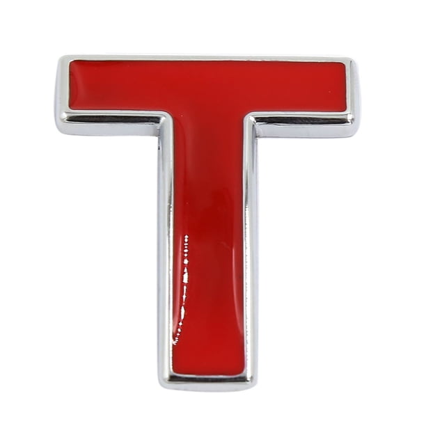 Coche Carrocería 3D Etiqueta Engomada Decoración de La Puerta de Metal Cromado Rojo de Letra T 1 Emblema Decorativa 1,8" X 1,4"