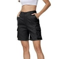thumbnail image 6 of Mohiass Bermuda Shorts for Women Cargo Shorts Knee Length 6 Pockets Elastic Waist Long Shorts for Summer Casual Black M, 6 of 8