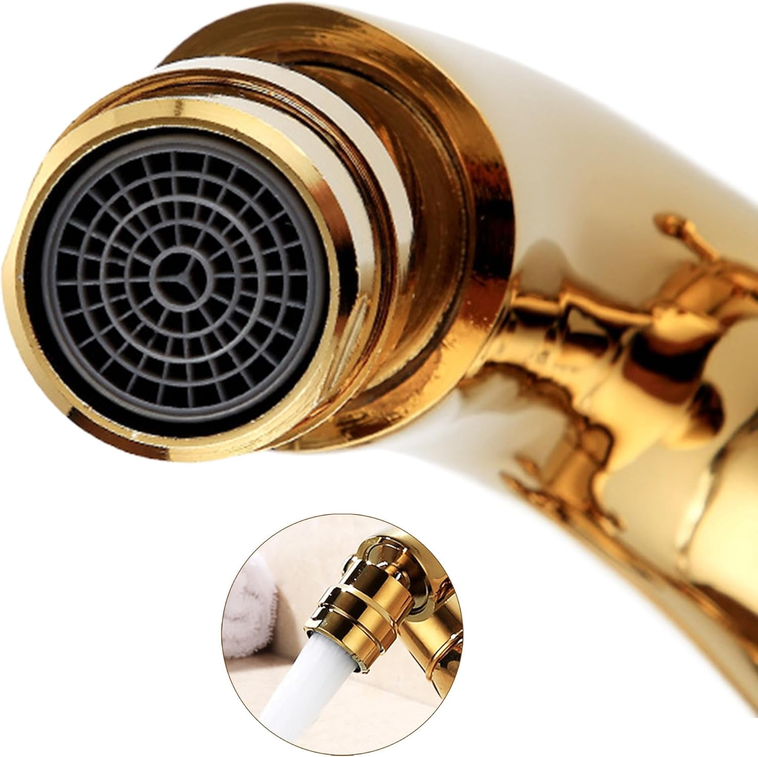 Bathroom Faucet，Gold Bathroom Sink Faucet, Double Cross Handle Two Knobs Bidet Faucet, Antique Brass Bathroom Faucet, Hot and Cold Water Tap, One Hole Bathroom Faucet