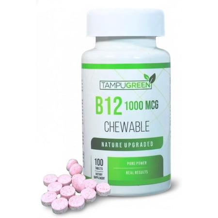TAMPUGREEN Vitamin B12 1000 mcg Energy, Nerve & Red Blood Cell Support Fast Dissolve Chewable Tablets Non-GMO Made in USA 100 Count