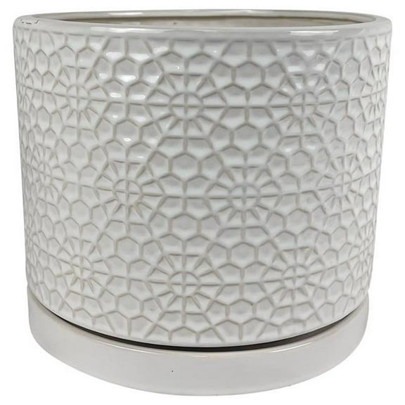 Border Concepts 12 in. D Ceramic Amelia Planter White