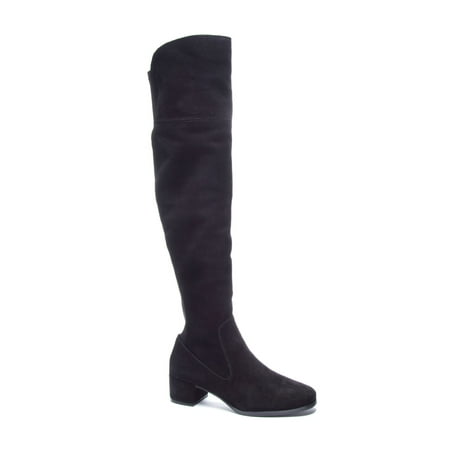 

CHINESE LAUNDRY Womens Black Cushioned Stretch Fame Round Toe Block Heel Zip-Up Leather Dress Boots Shoes 5 M
