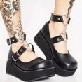 thumbnail image 2 of Chaussures Simples pour Femmes à Boucle de Ceinture, Semelles Épaisses, Bout Rond Adorable, Mi-Hautes, 2 of 9