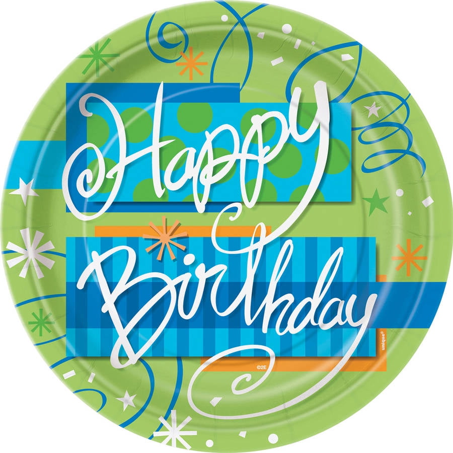 9" Bright Birthday Party Plates, 8ct