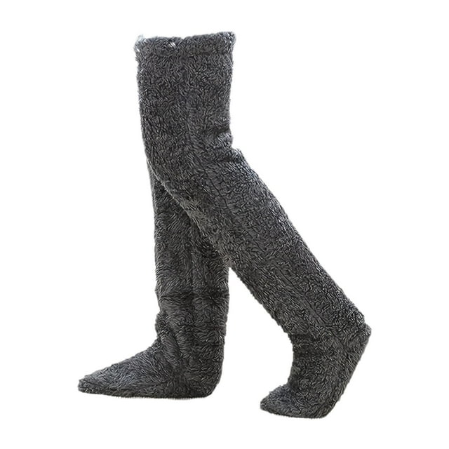 Calcetines peludos hasta la rodilla para hombre y mujer, cómodos y cálidos, hasta el muslo, para dormitorio y hogar. Longitud de pierna 55cm
