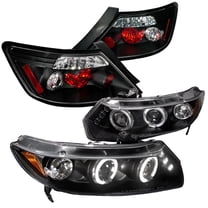 Spec-D Tuning LED Black Projector Headlights   LED Driving Bumper Fog Lamp Compatible with Honda Civic 2Dr Left   Right Pair Headlamps Assembly