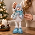 thumbnail image 5 of Blue snowman Standing Figure, Telescoping Christmas Doll Decor, Vintage Plaid Fabric Stretchable Figures, for Xmas Tree Home Party Festive Decor Christmas New Year Gift, Holiday Display Collection, 5 of 7