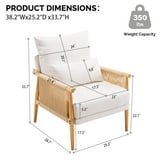 Ktaxon Accent Chair, Solid Wood and Jute Rope Armrests Armchair, Single sofa with Lumbar Pillow for Living Room Bedroom Office Off White - Walmart.com