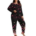 thumbnail image 5 of Womens Pajamas Fashion Hearts Print Lightweight Pajama Sets with Pants Summer Crew Neck Long Sleeve Sleepwear Summer Pajamas, 5 of 5