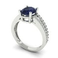 thumbnail image 2 of 2.32 ct Oval Cut Simulated Blue Sapphire Solitaire with Simulated Diamond Accents 18K White Gold Womens Engagement Ring, 2 of 5