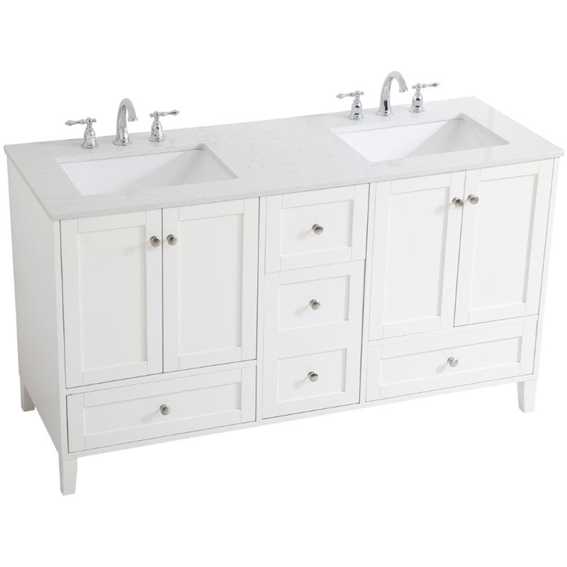 Elegant Decor Sommerville 60 Double, 72 Inch Double Sink Vanity Top Quartz