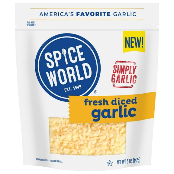 Spice World Fresh Diced Garlic 5 oz, pouch