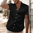 thumbnail image 6 of RYRJJ Mens Silk Button Down Shirt Short Sleeve Collared Satin Dress Shirts Summer Party Wedding Prom Shirt(Black,5XL), 6 of 8