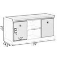 thumbnail image 5 of MDF Storage Box Shoe Bench with 2 Shelves, Foldable Baskets and a Gray Cushion, White, 5 of 6