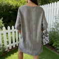 thumbnail image 6 of Women's Linen Casual Knee Length Tunic Dress V Neck Short Sleeve Loose Fit Shift Dress with Pockets Lightweight Breathable Summer Daily Wear Minimalist Comfortable Apparel, 6 of 6