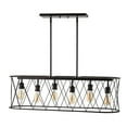 thumbnail image 6 of JONATHAN Y Marion 37.75" 6-Light Adjustable Iron Farmhouse Rustic LED Dimmable Pendant, Oil Rubbed Bronze, 6 of 8