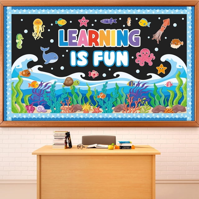 Set de decoración para tablones de anuncios con temática de verano, océano y mar