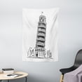 thumbnail image 1 of Italy Tapestry, Sketchy Drawn Italian Landmark Piza Tower Europe Monochrome Design Print, Wall Hanging for Bedroom Living Room Dorm Decor, 40W X 60L Inches, Charcoal Grey and White, by Ambesonne, 1 of 2